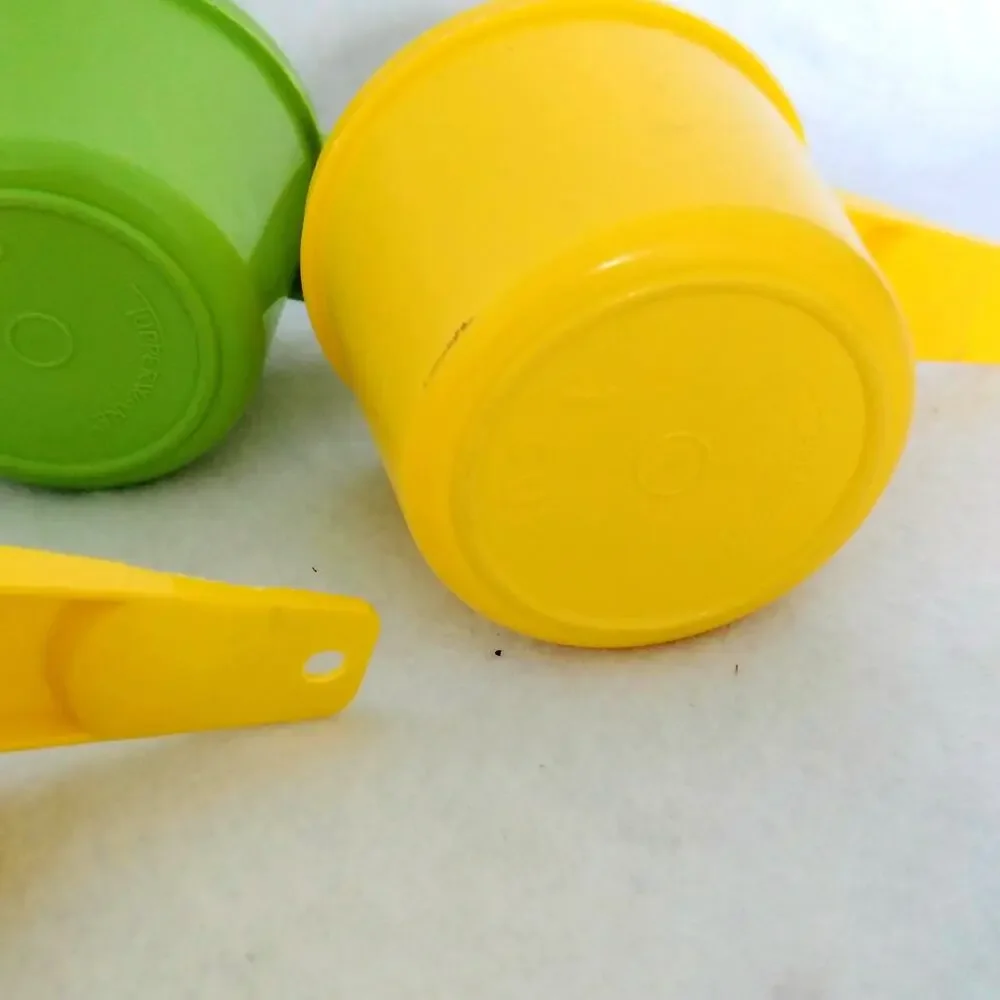 Vintage Tupperware Measuring Cups Set 1/3, 1/2 ,3/4, 1 Cup Yellow Green Orange